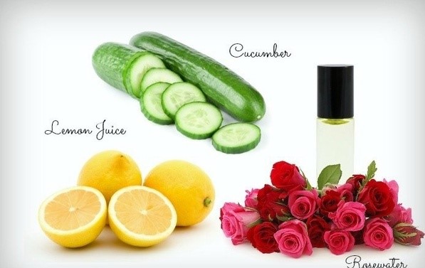 Lemon-juice-cucumber-rose-water-face-pack