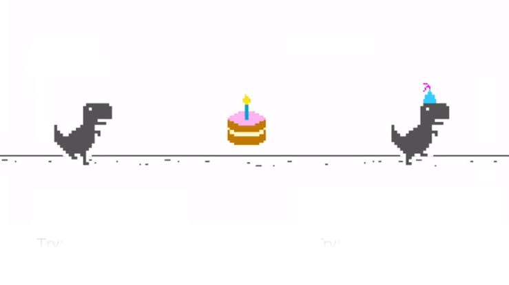 dino-game-with-cake-and-hat