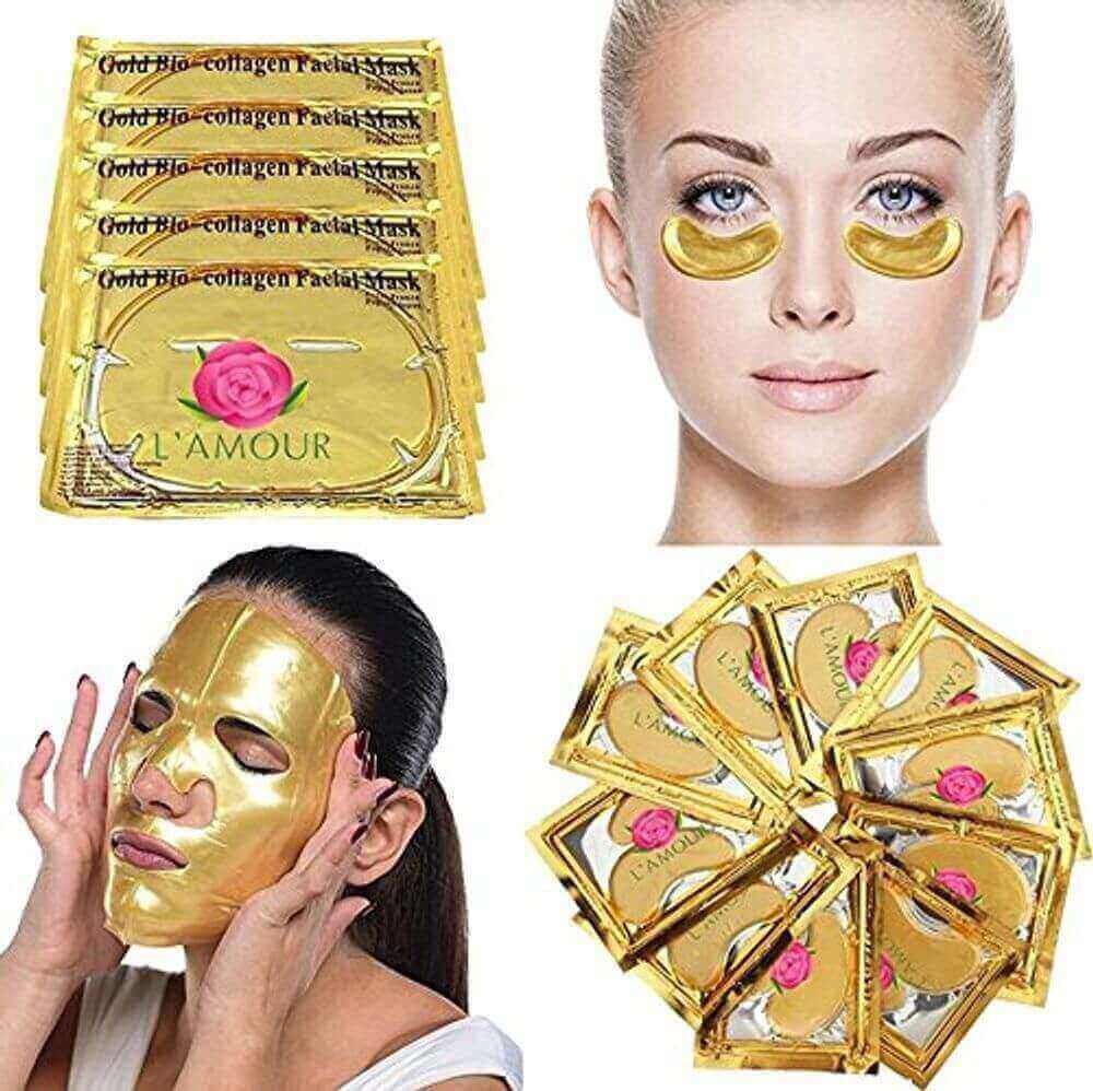 L'Amour's Premium 24k Gold Powder Collagen Facial and Eye Mask Set
