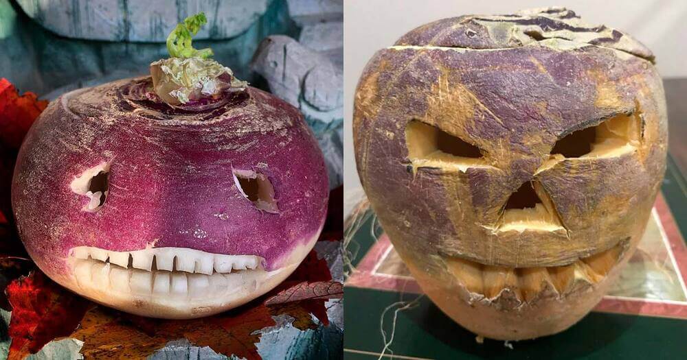 halloween carved turnip